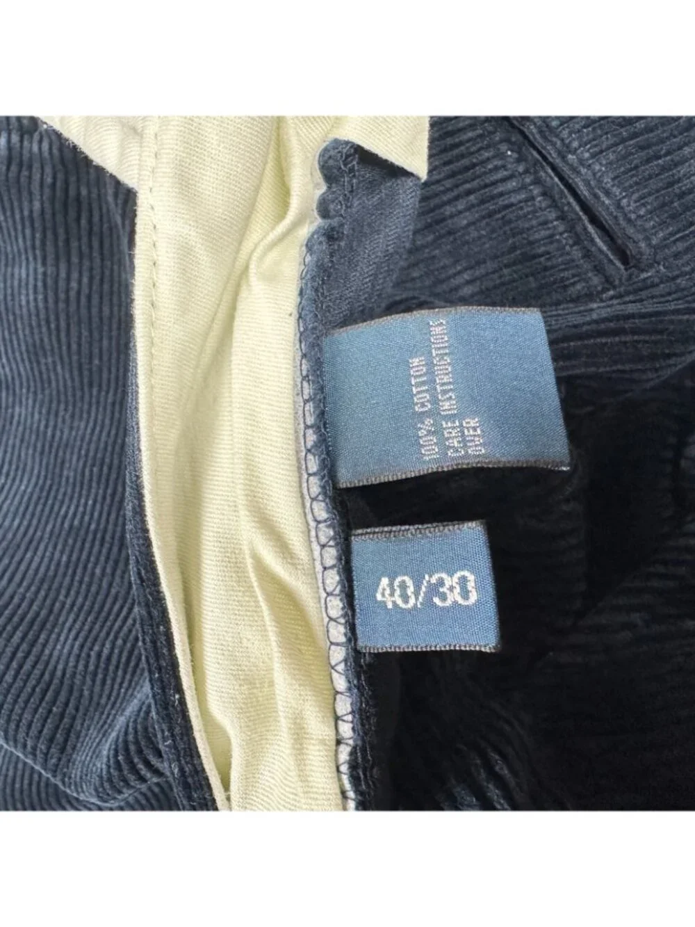Polo Ralph Lauren Corduroy Pants 40x30 Mens Navy Blue Straight Leg Trousers VTG